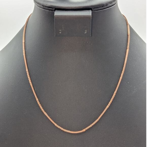 925 Italy Sterling Rose Vermeil Unique Textured Chain 18" Necklace - Picture 1 of 6